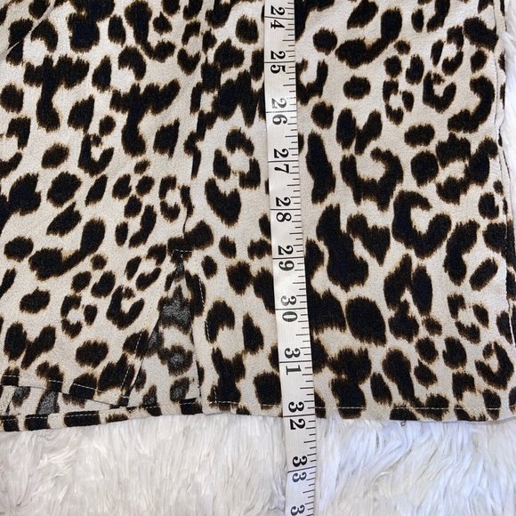 ZARA Lightweight Mini Dress Size XLARGE Animal Print Ruched Sleeve Shoulder Pads - Picture 9 of 12